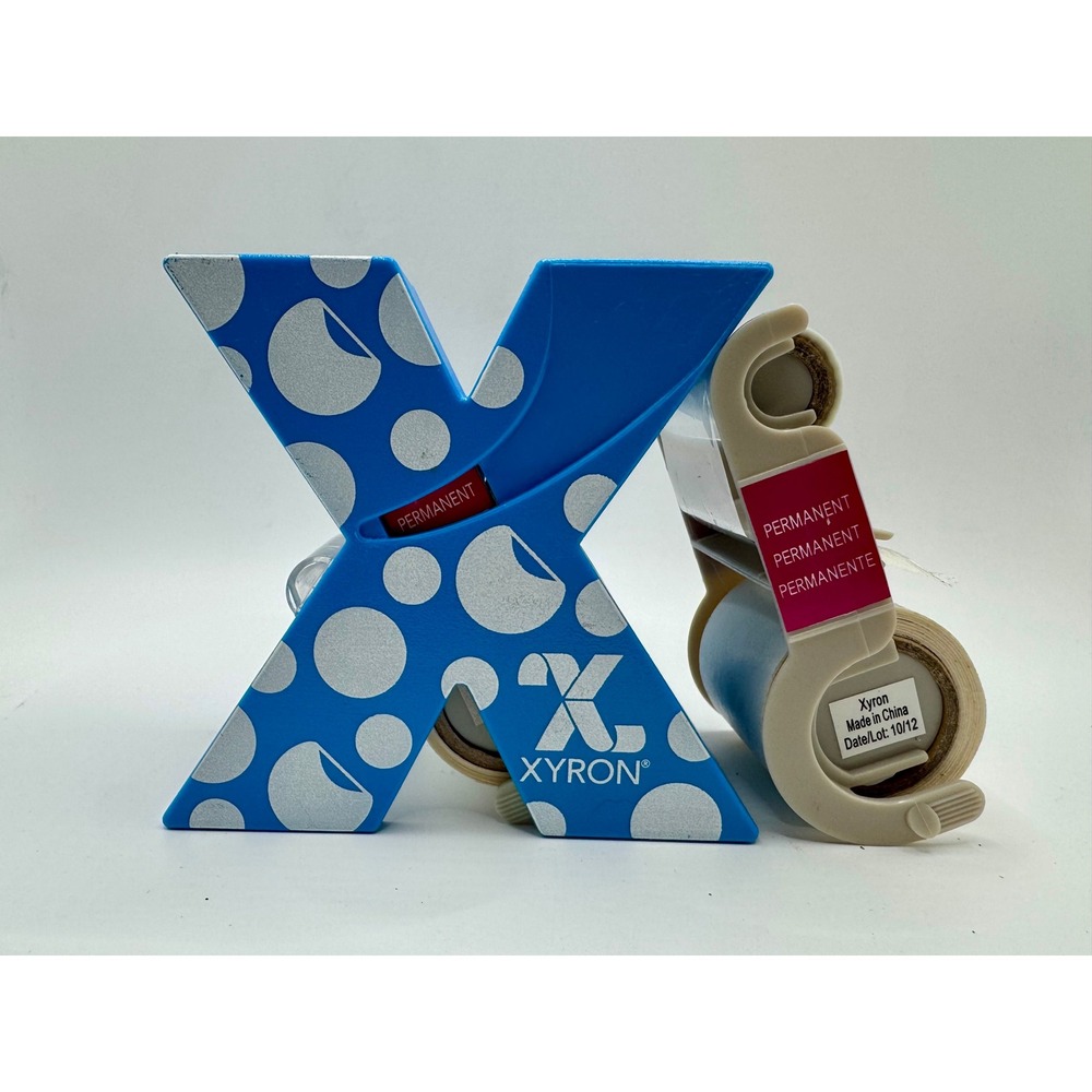 Xyron Sticker Maker 1.5 Inch Blue White Polka Dot Permanent Adhesive‎ & Refills
